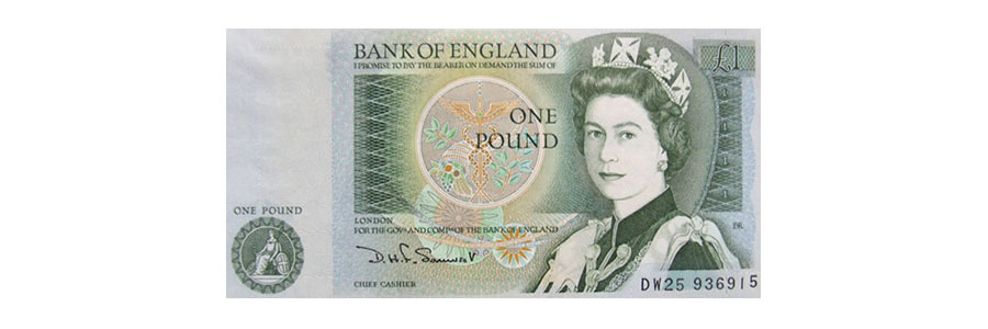 лице на банкнота от един британски паунд